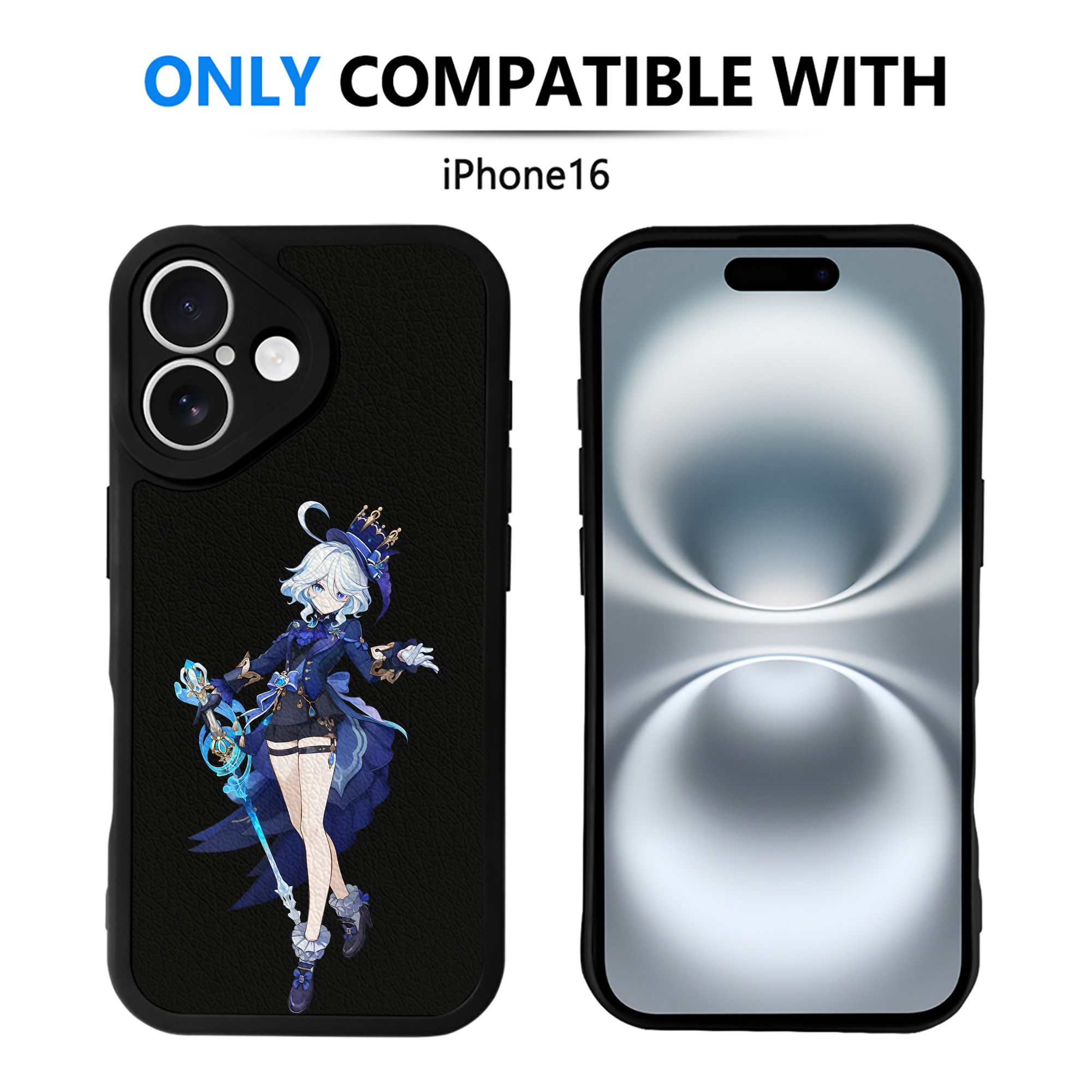 げんし神 フリーナ genshin Furina 【iPhone 16シリーズ対応】シリコンスマホケース（レザー調） 材質：シリコン
